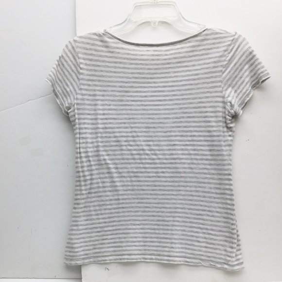 2 Tops Active USA Blue Long Sleeve + Banana Republic Gray Stripe Short Sleeve - Picture 3 of 9